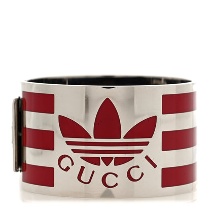Gucci X ADIDAS Metal Enamel Cuff Bracelet  Silver Red 1 of 4
