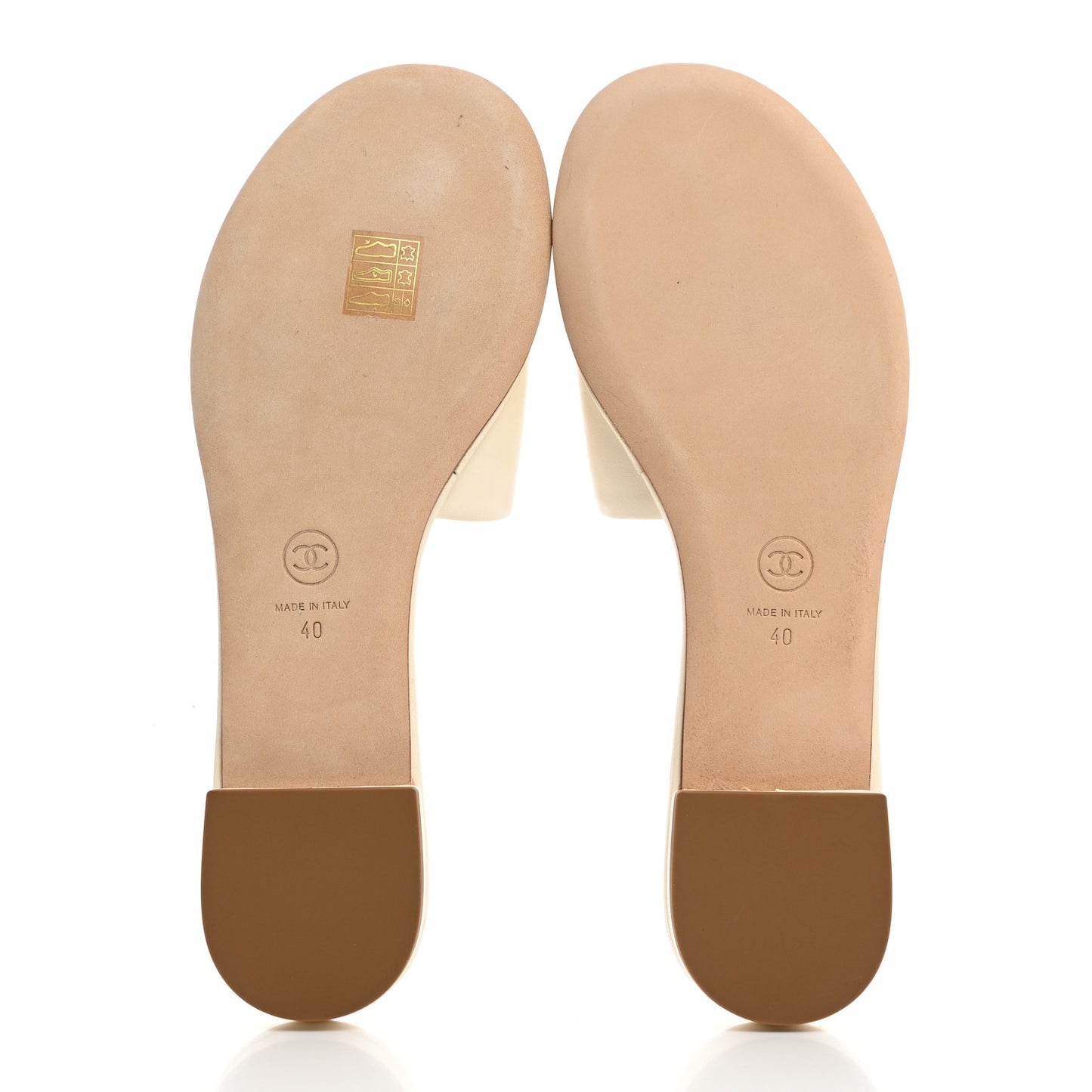 Calfskin Pearl CC Mules 40 Ivory