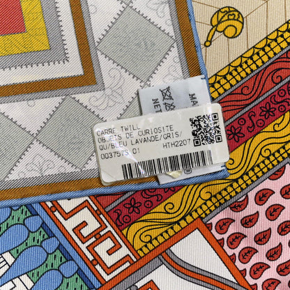 Hermes Silk Objets De Curiosite Scarf 90 Bleu Lavande Gris Multicolore 4 of 4