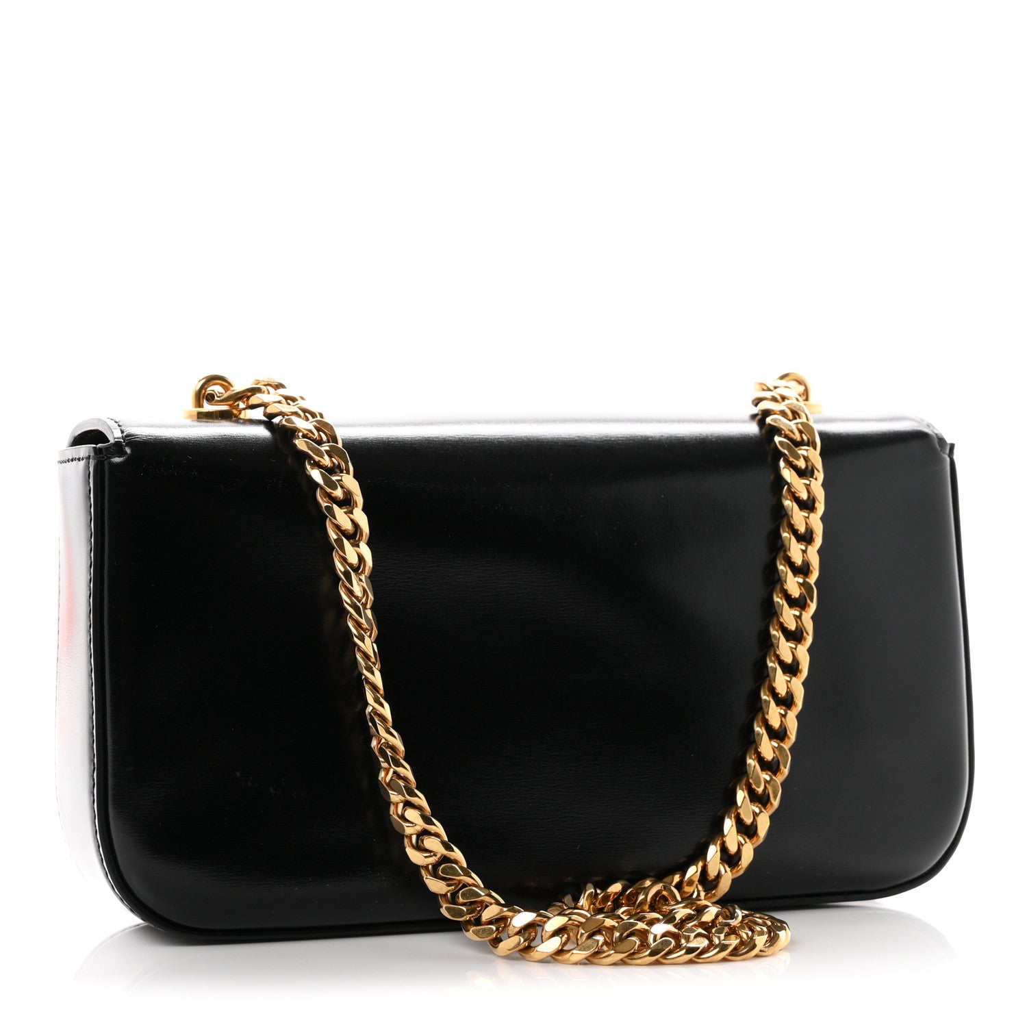 Celine Shiny Calfskin Triomphe Chain Shoulder Bag Black 3 of 10