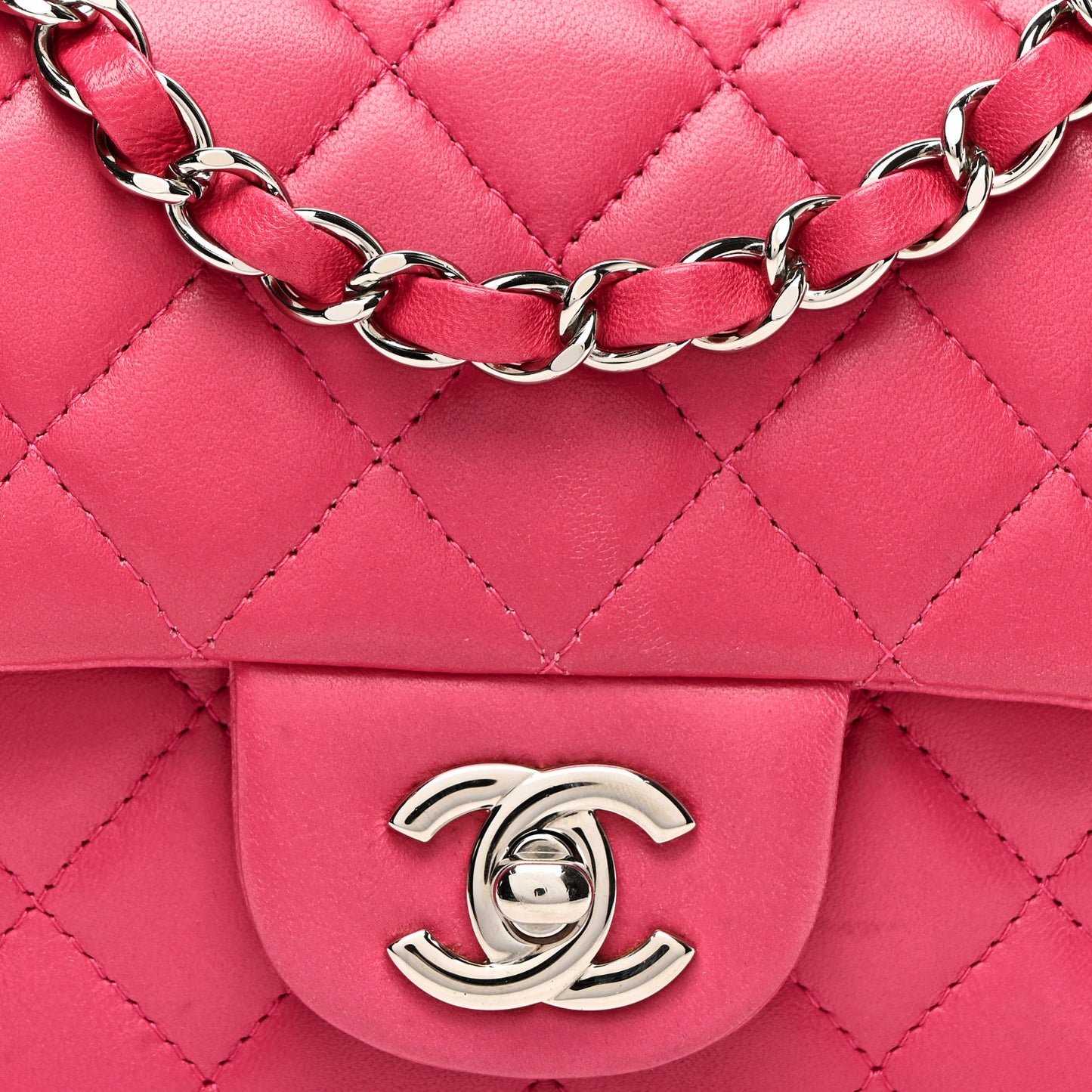 Lambskin Quilted Mini Square Flap Pink