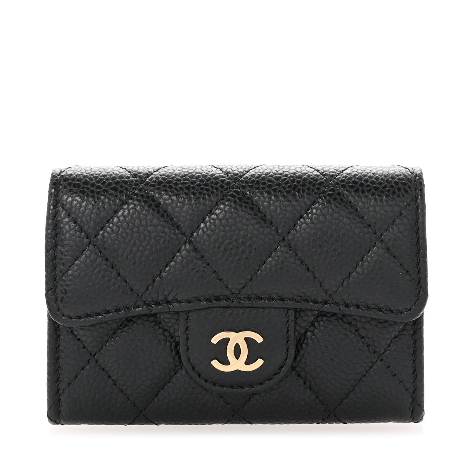 Chanel Caviar Quilted Flap Card Holder Wallet Black 1 of 9