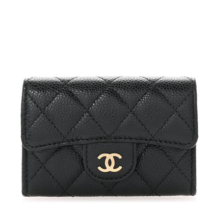 Chanel Caviar Quilted Flap Card Holder Wallet Black 1 of 9