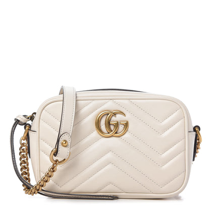 Gucci Calfskin Matelasse Mini GG Marmont Chain Shoulder Bag White 1 of 11