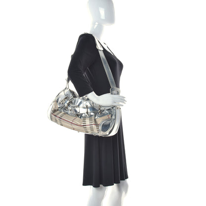 Burberry Metallic Patent House Check Sliced Beaton Silver 2 of 21