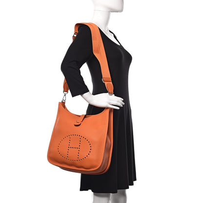 Hermes Taurillon Clemence Evelyne III GM Orange 2 of 9