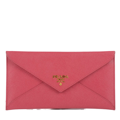 Prada Saffiano Metal Envelope Wallet Peonia 1 of 7