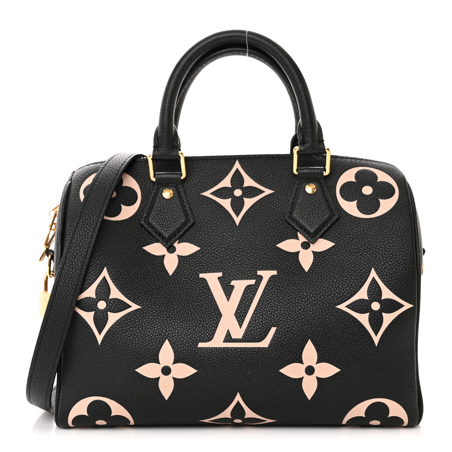 Louis Vuitton Empreinte Monogram Giant Speedy Bandouliere 25 Black Beige 1 of 9