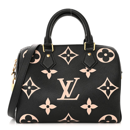 Louis Vuitton Empreinte Monogram Giant Speedy Bandouliere 25 Black Beige 1 of 9
