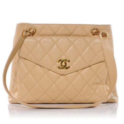 Chanel Caviar Quilted Shoulder Bag Beige 1 of 9