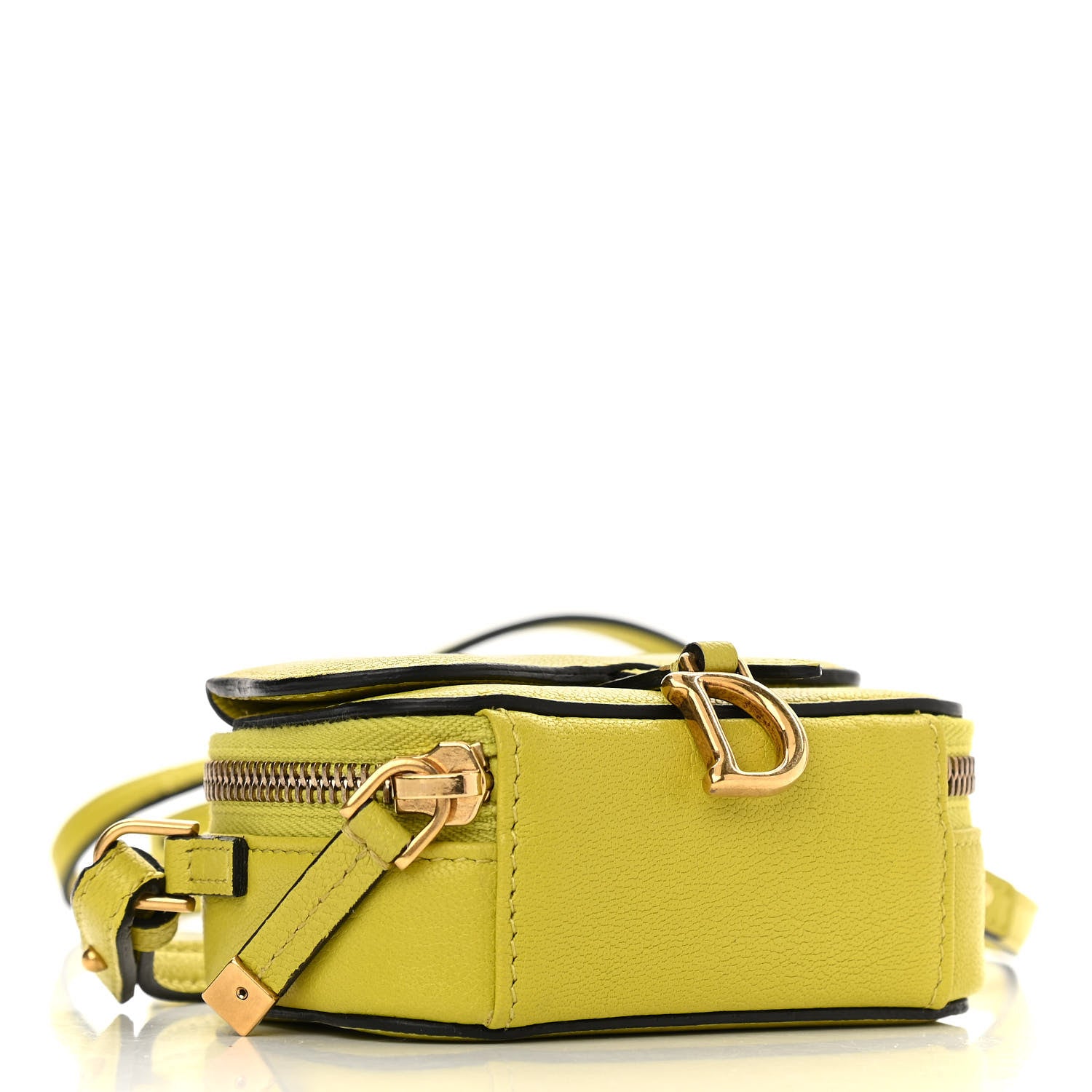 Christian Dior Goatskin Mini Saddle Shoulder Strap Pouch Lime 4 of 11