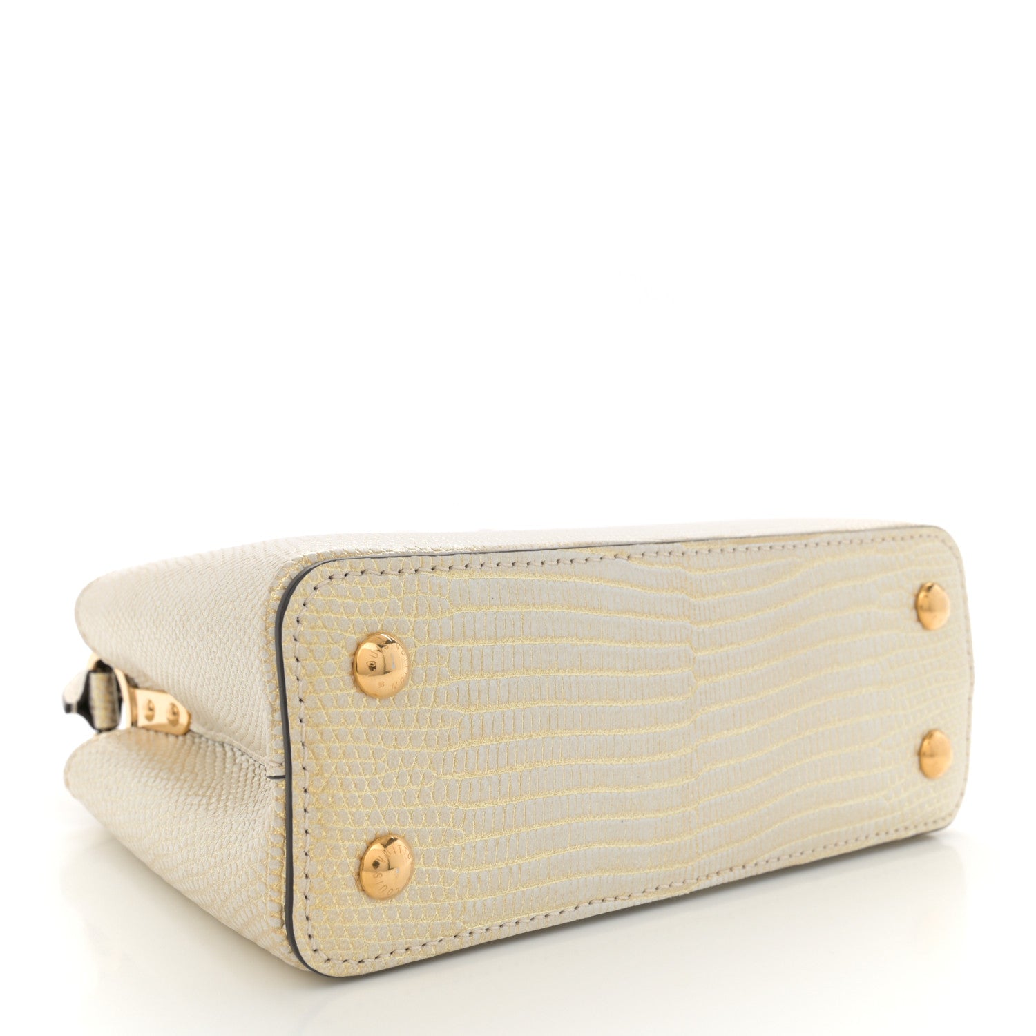 Louis Vuitton Metallic Lizard Capucines Mini White Gold 4 of 10