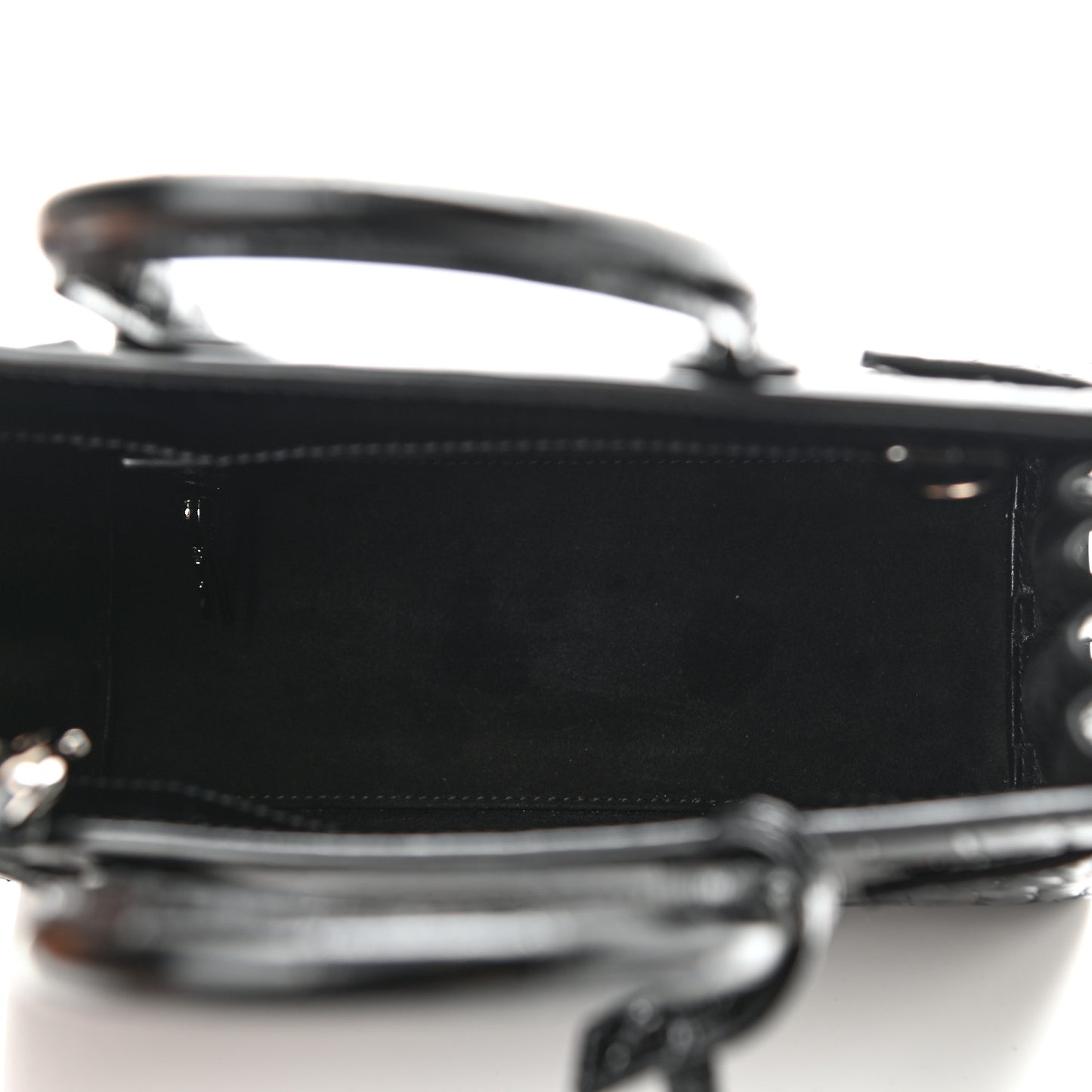 Calfskin Crocodile Embossed Nano Sac De Jour Black