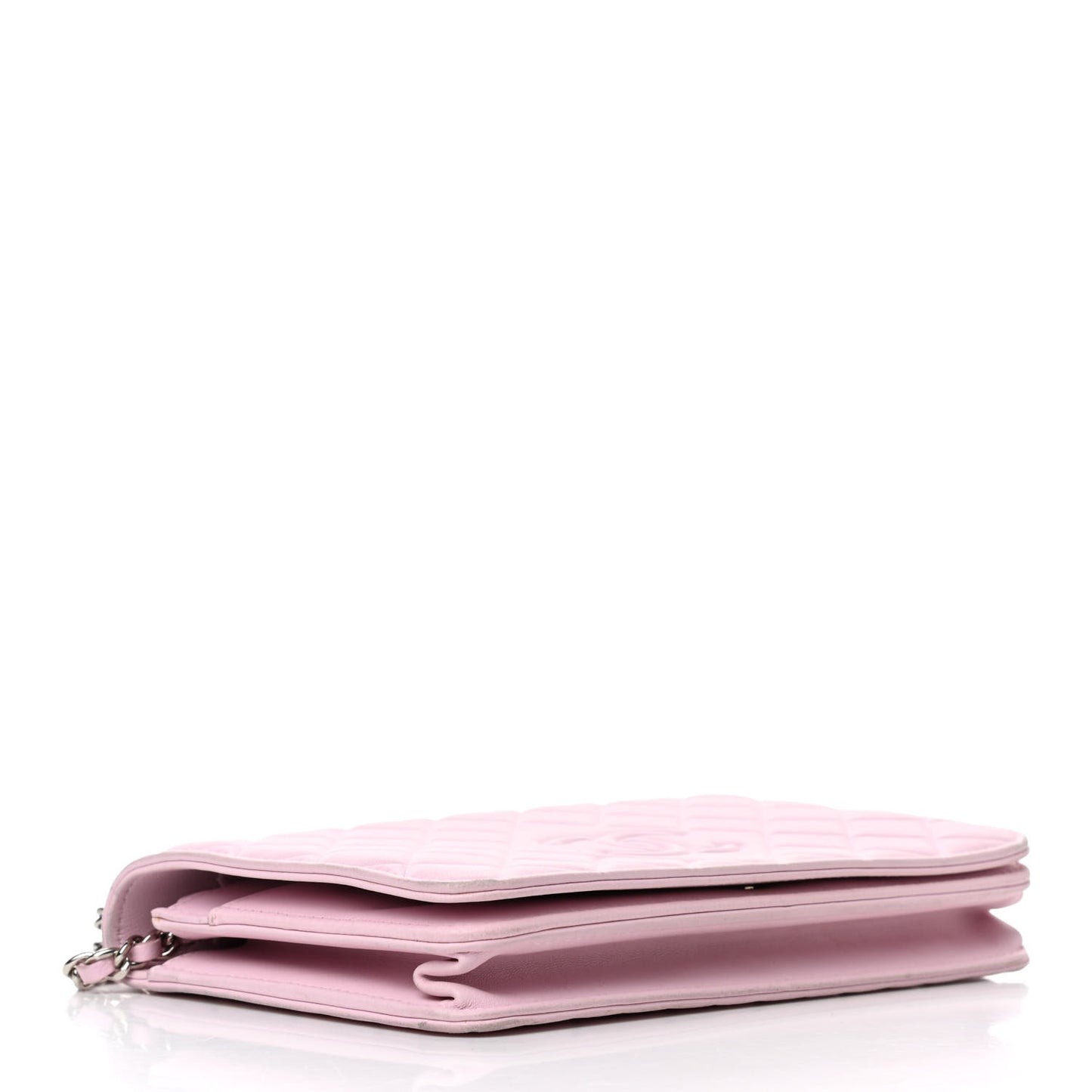 Goatskin Quilted Diamond CC Wallet On Chain WOC Pink