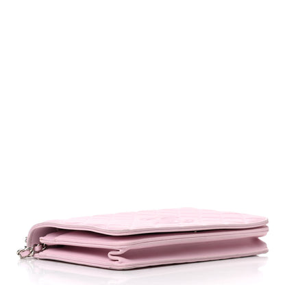 Chanel Goatskin Quilted Diamond CC Wallet On Chain WOC Pink 4 of 15