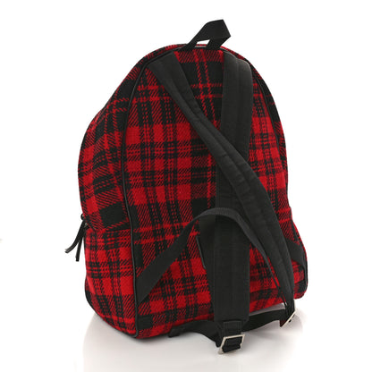 Saint Laurent Wool Tartan City Backpack Red Black 2 of 8