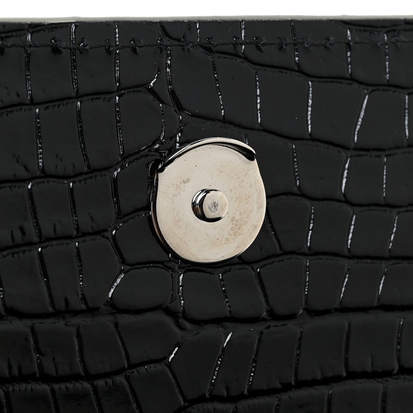 Calfskin Crocodile Embossed Medium Monogram Sunset Black