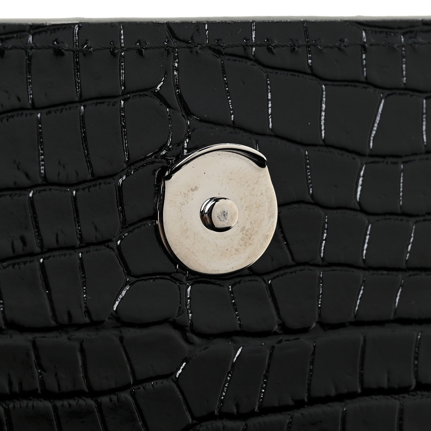 Saint Laurent Calfskin Crocodile Embossed Medium Monogram Sunset Black 12 of 16