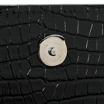 Saint Laurent Calfskin Crocodile Embossed Medium Monogram Sunset Black 12 of 16