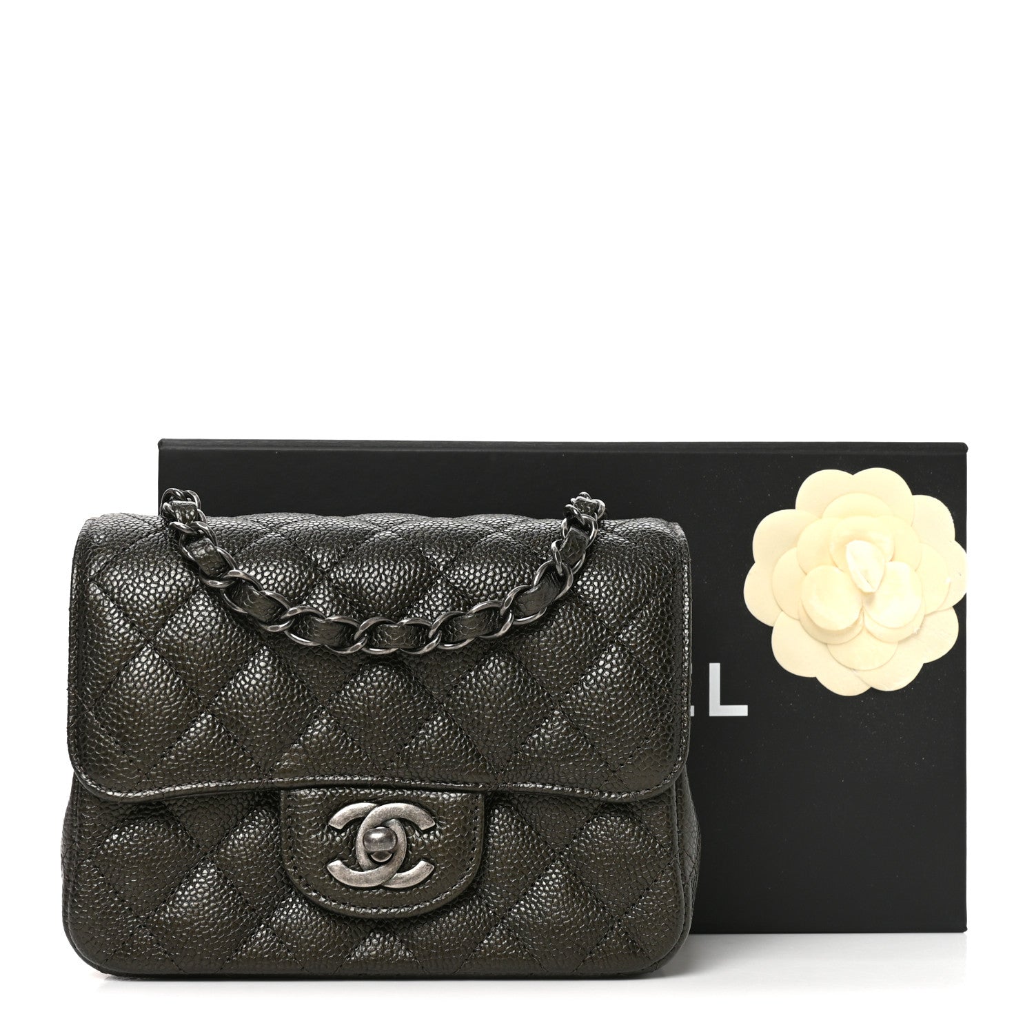Chanel Caviar Quilted Mini Square Flap Dark Charcoal 11 of 11