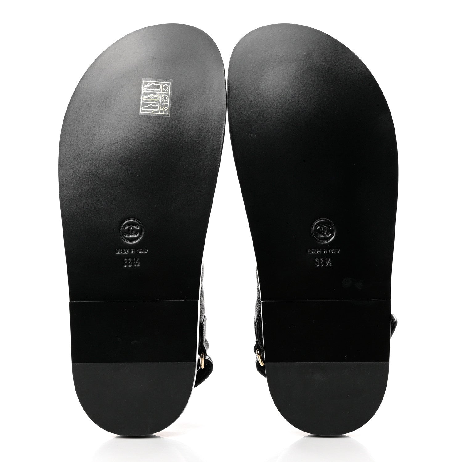 Chanel Grained Calfskin Velcro Dad Sandals 36.5 Black 5 of 9