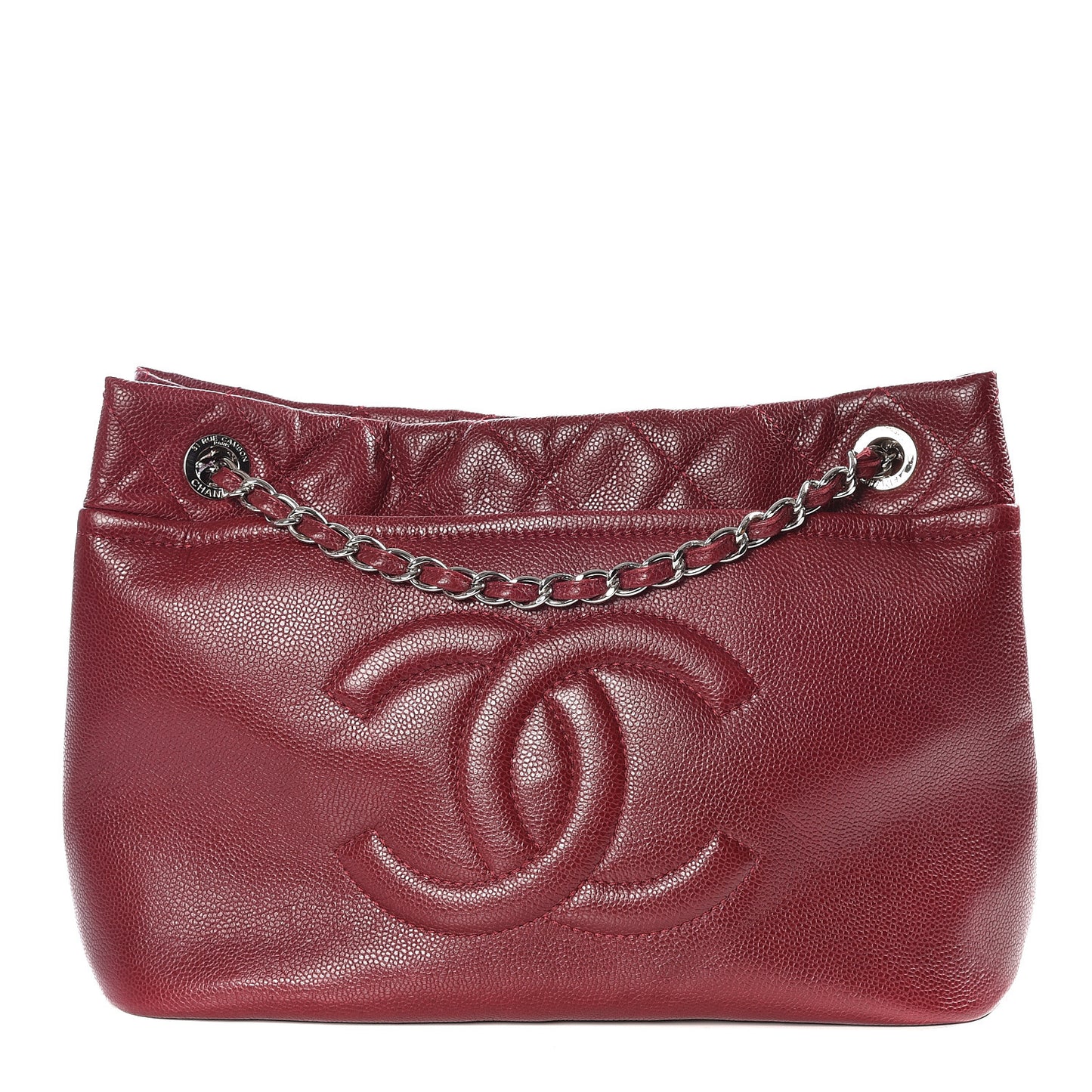 Caviar Quilted Large Timeless CC Soft Tote Dark Red