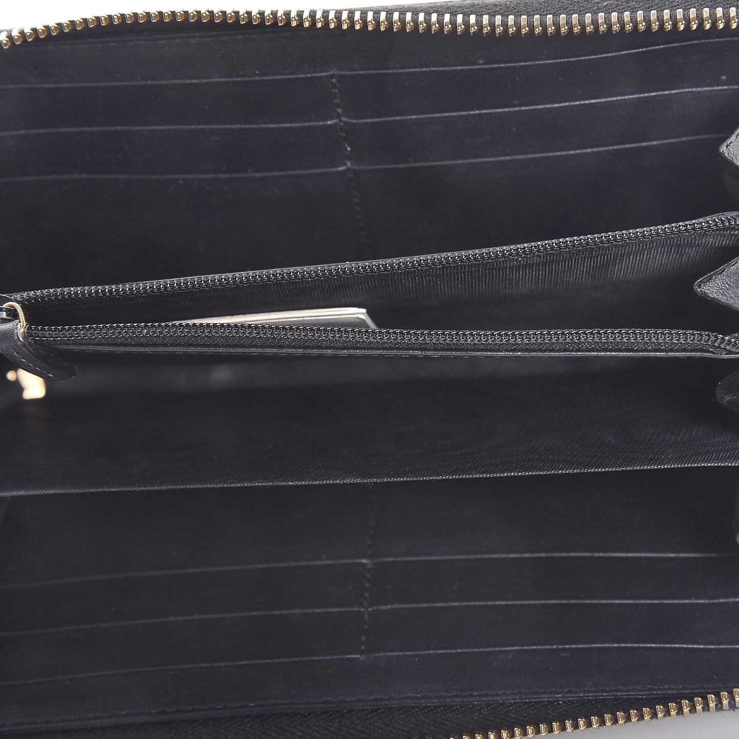 GG Supreme Monogram Moon Calfskin Zip Around Wallet Beige Ebony Black