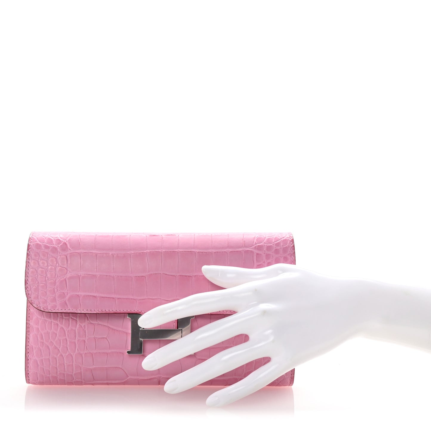 Matte Alligator Constance Long Wallet 5P Pink