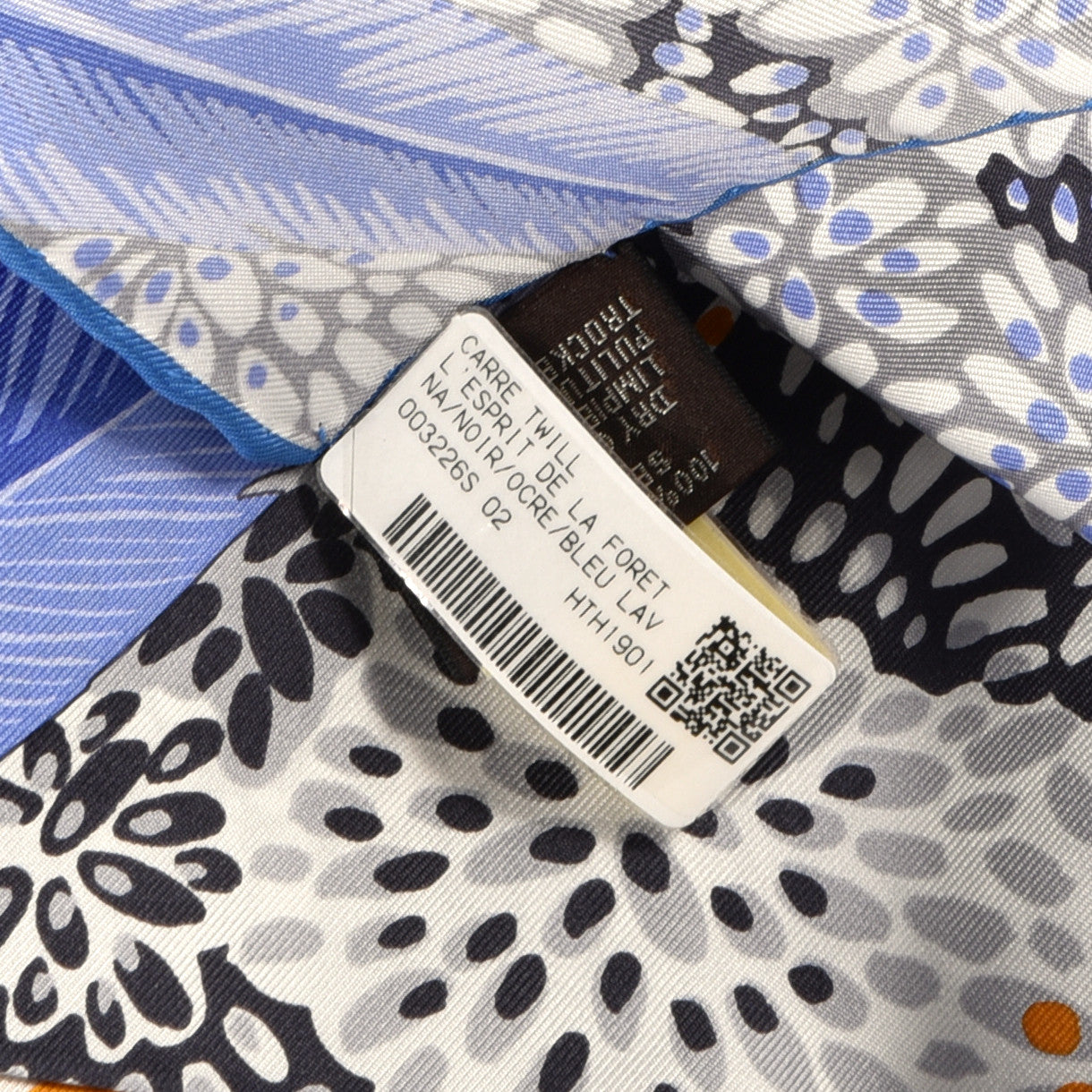 Silk L'Esprit De La Foret Scarf 90 Black Ocre Bleu Lavande