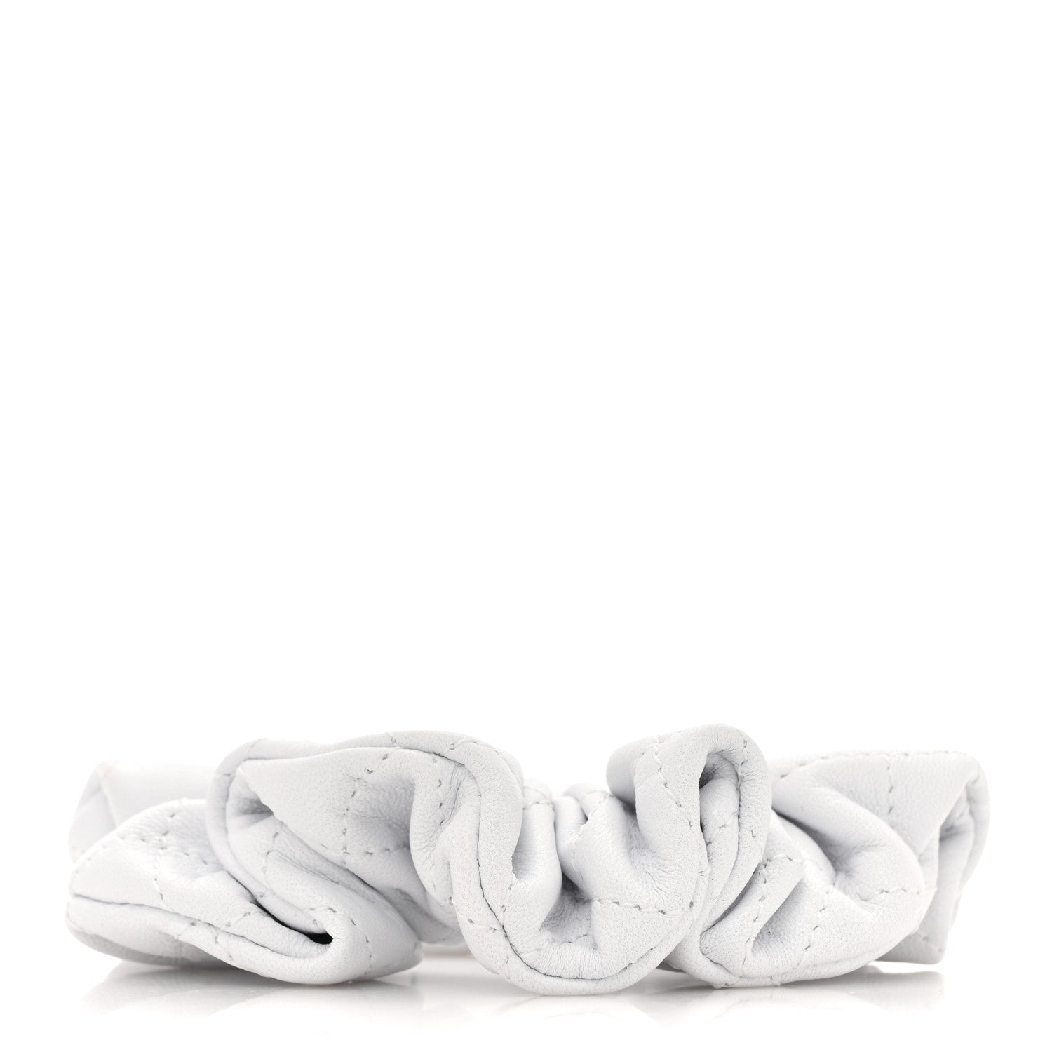 Chanel Lambskin Quilted CC Hair Scrunchie White 3 of 5