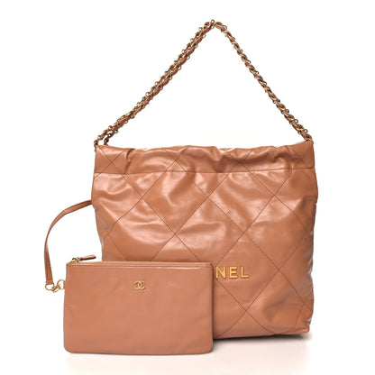 Chanel Shiny Calfskin Quilted Small Chanel 22 Camel 3 of 13