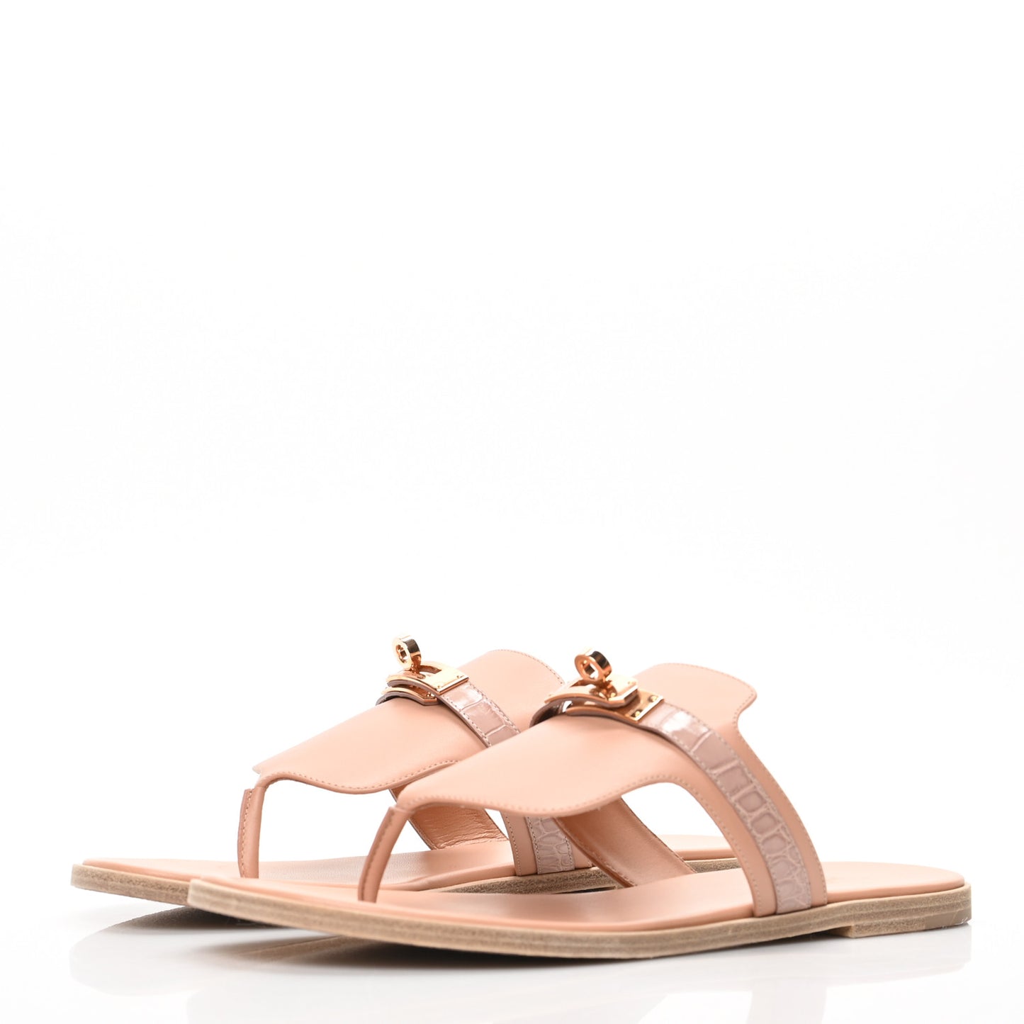 Calfskin Alligator Womens Elixir Sandals 38.5 Beige Macrame