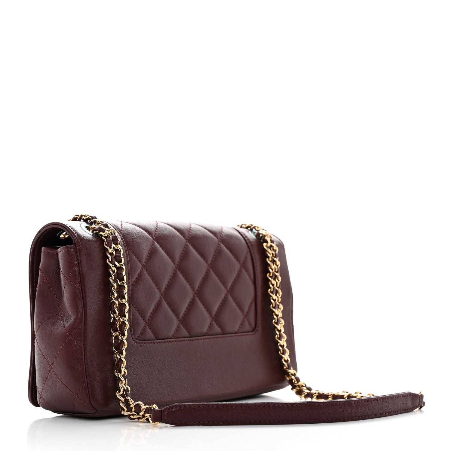 Chanel Sheepskin Quilted Vintage Mademoiselle Flap Dark Red 2 of 10
