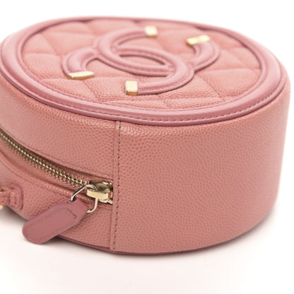 Chanel Caviar Quilted Round Filigree Crossbody Pink 9 of 11