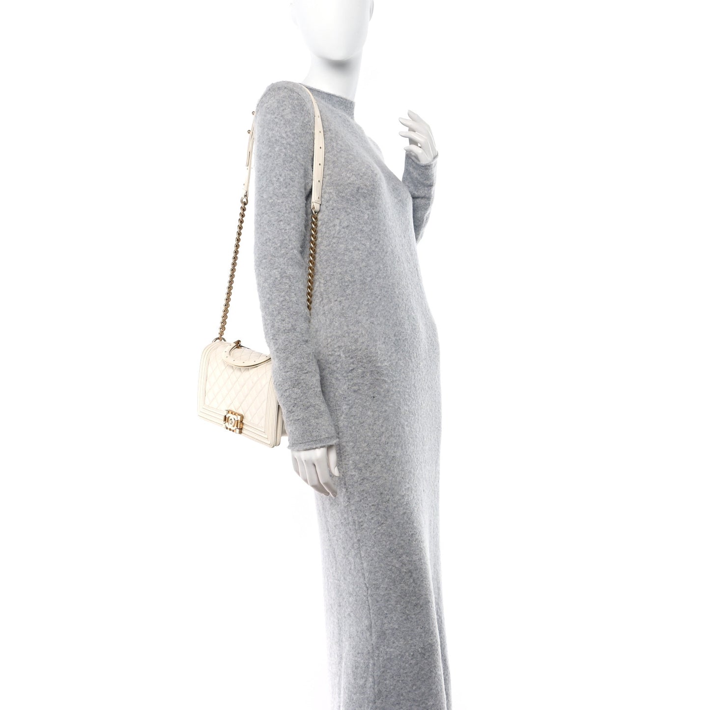 Lambskin Quilted Medium Boy Studded Handle Flap Black Gold