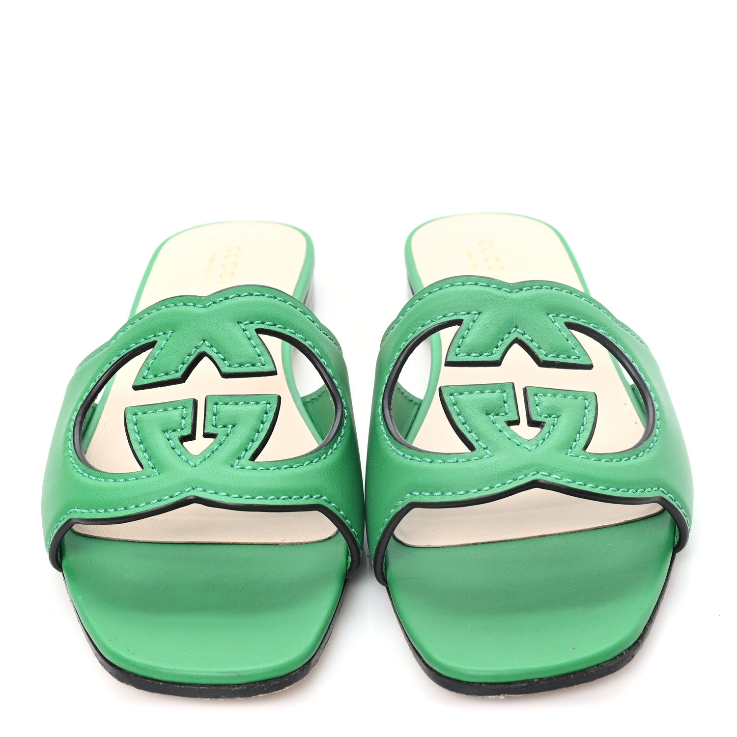 Gucci Cosmos Softy Calfskin Interlocking G Cut Out Slide Sandals 38.5 New Shamarock 3 of 9