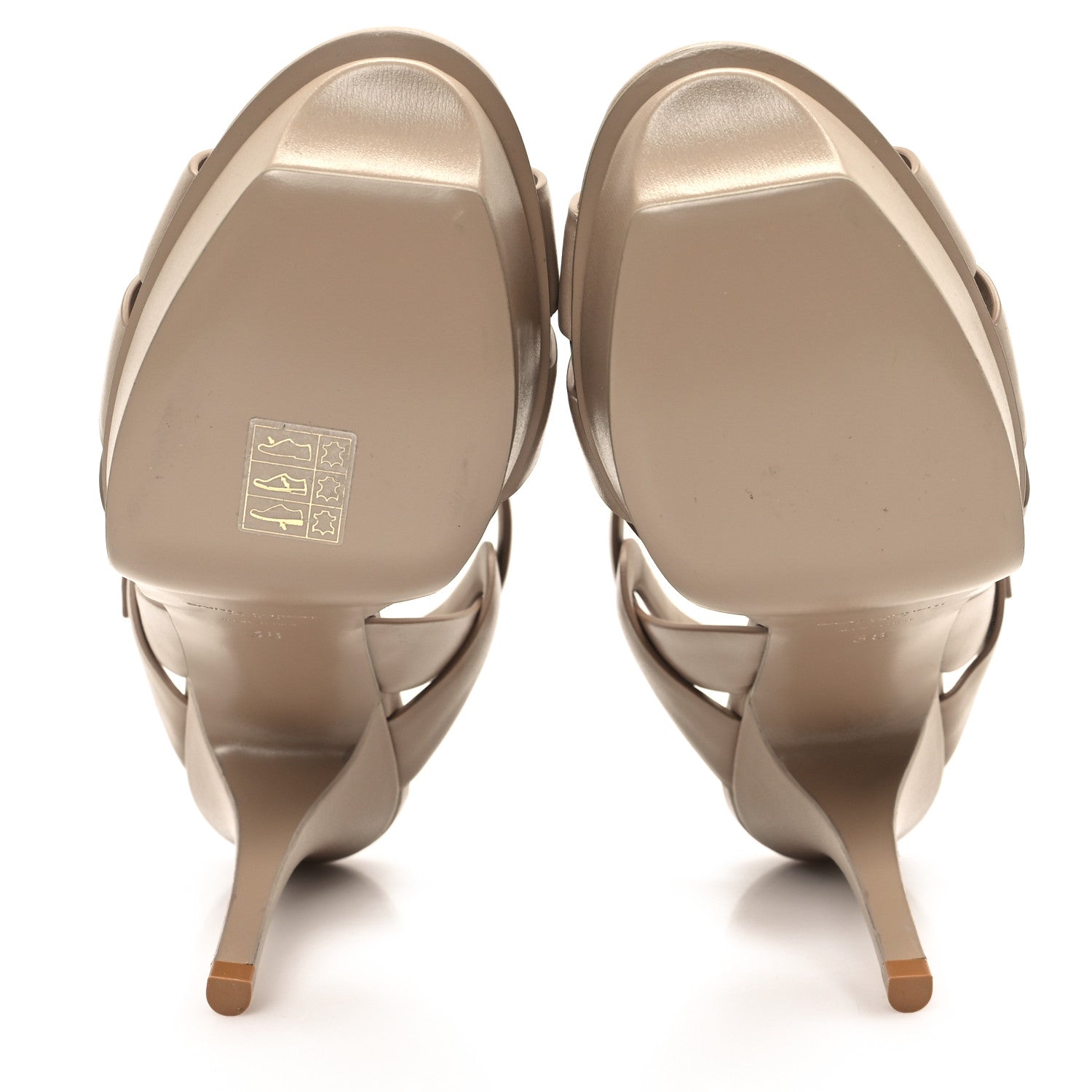 Saint Laurent Calfskin Tribute 75 Platform Sandals 38 Dark Beige 6 of 10