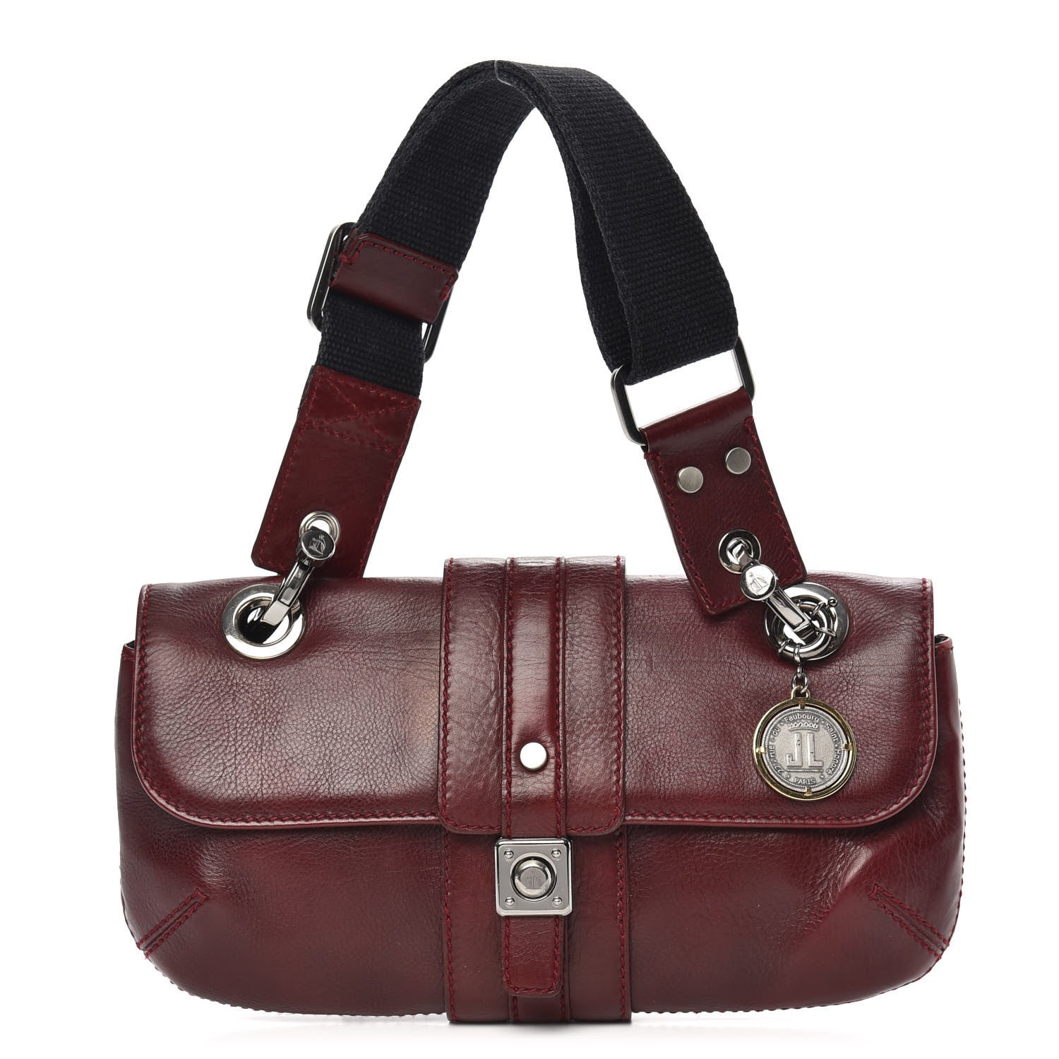 Lanvin Calfskin Flap Shoulder Bag Burgundy 1 of 10