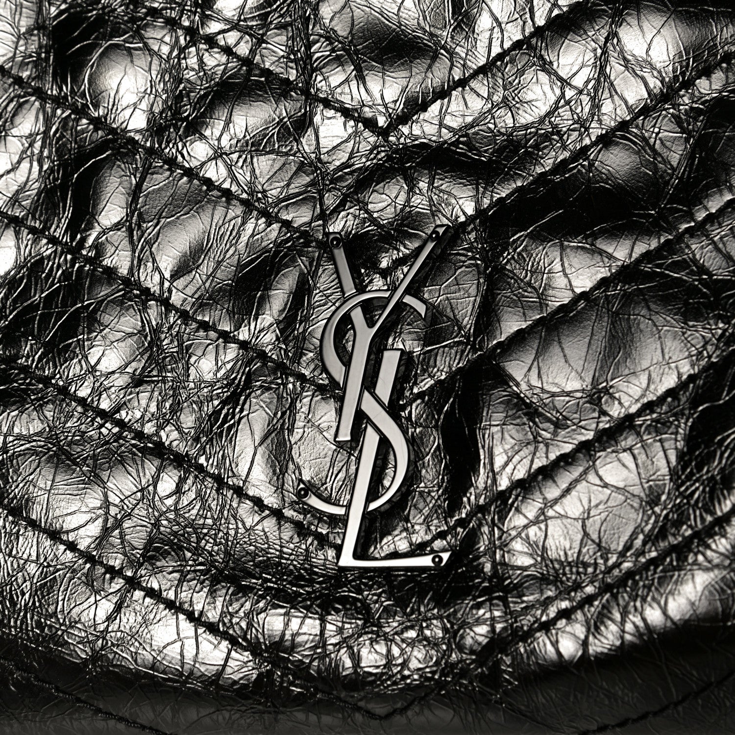 Saint Laurent Crinkled Calfskin Matelasse Monogram Large Niki Shopper Tote Black 6 of 6