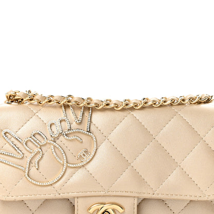 Chanel Metallic Lambskin Quilted Extra Mini V For Victory Flap Light Gold 7 of 12