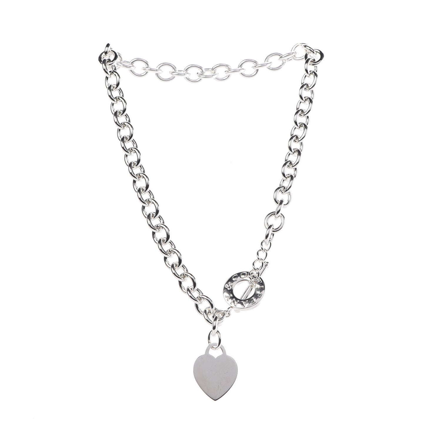 Sterling Silver Heart Tag Toggle Necklace