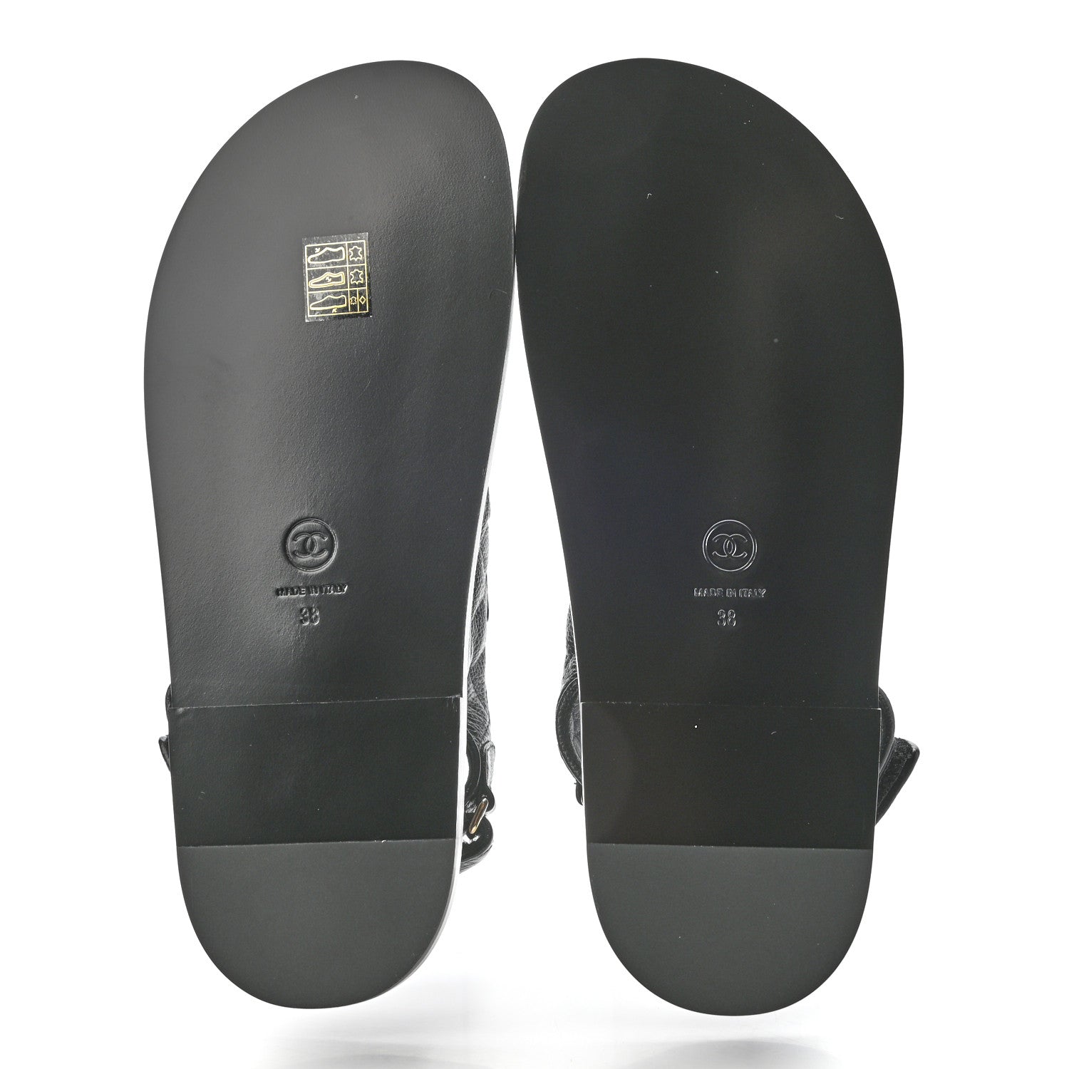 Chanel Grained Calfskin Velcro Dad Sandals 38 Black 5 of 9
