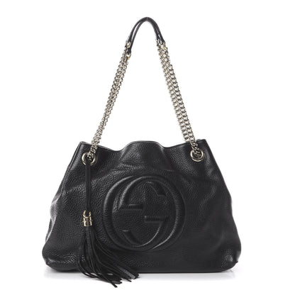 Gucci Pebbled Calfskin Medium Soho Chain Shoulder Bag Black 1 of 8