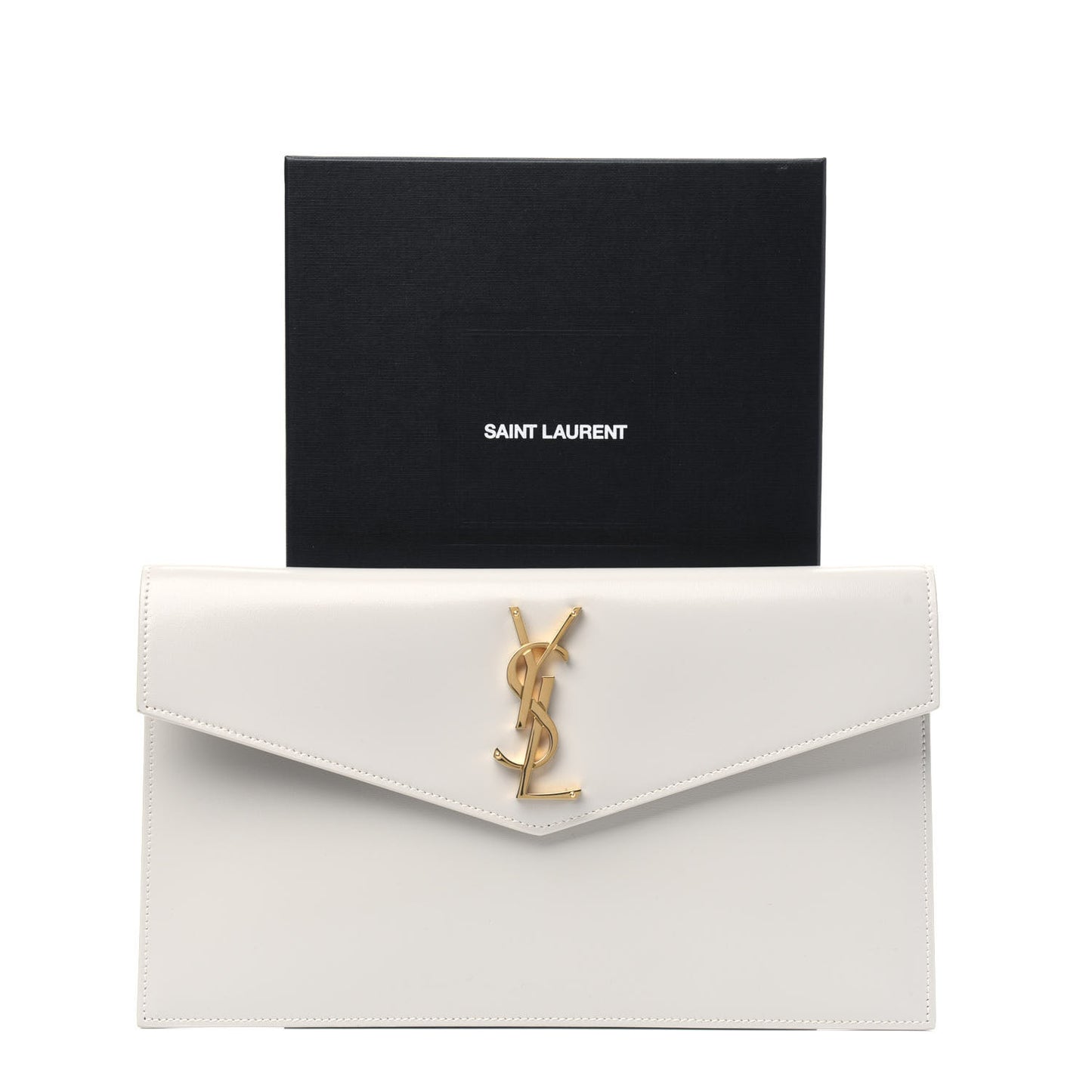 Smooth Shiny Calfskin Uptown Pouch Crema Soft