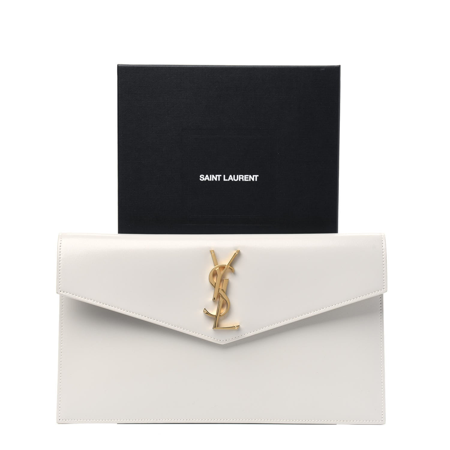 Saint Laurent Smooth Shiny Calfskin Uptown Pouch Crema Soft 9 of 9