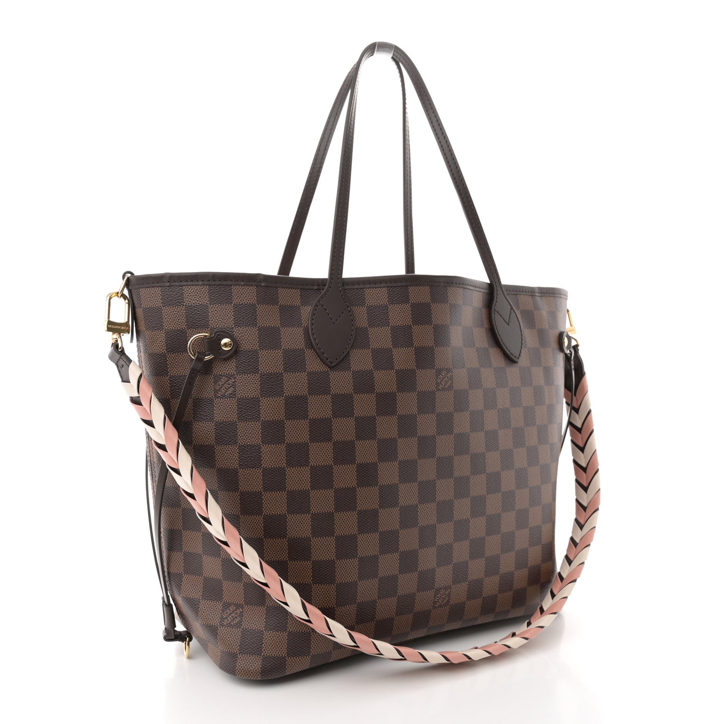 Damier Ebene Braided Neverfull MM Pink