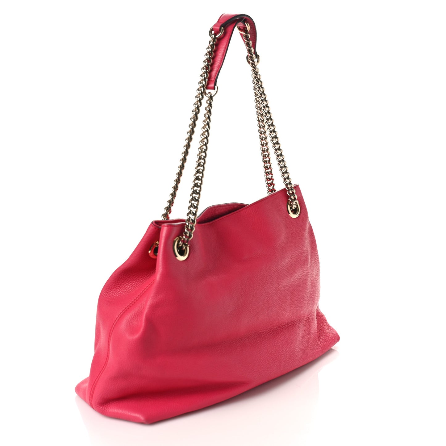 Pebbled Calfskin Medium Soho Chain Shoulder Bag Pink