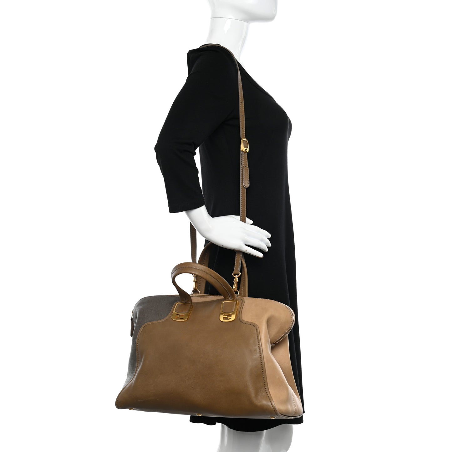 Capra Vitello Saddle Colorblock Large Chameleon Tote Grigio