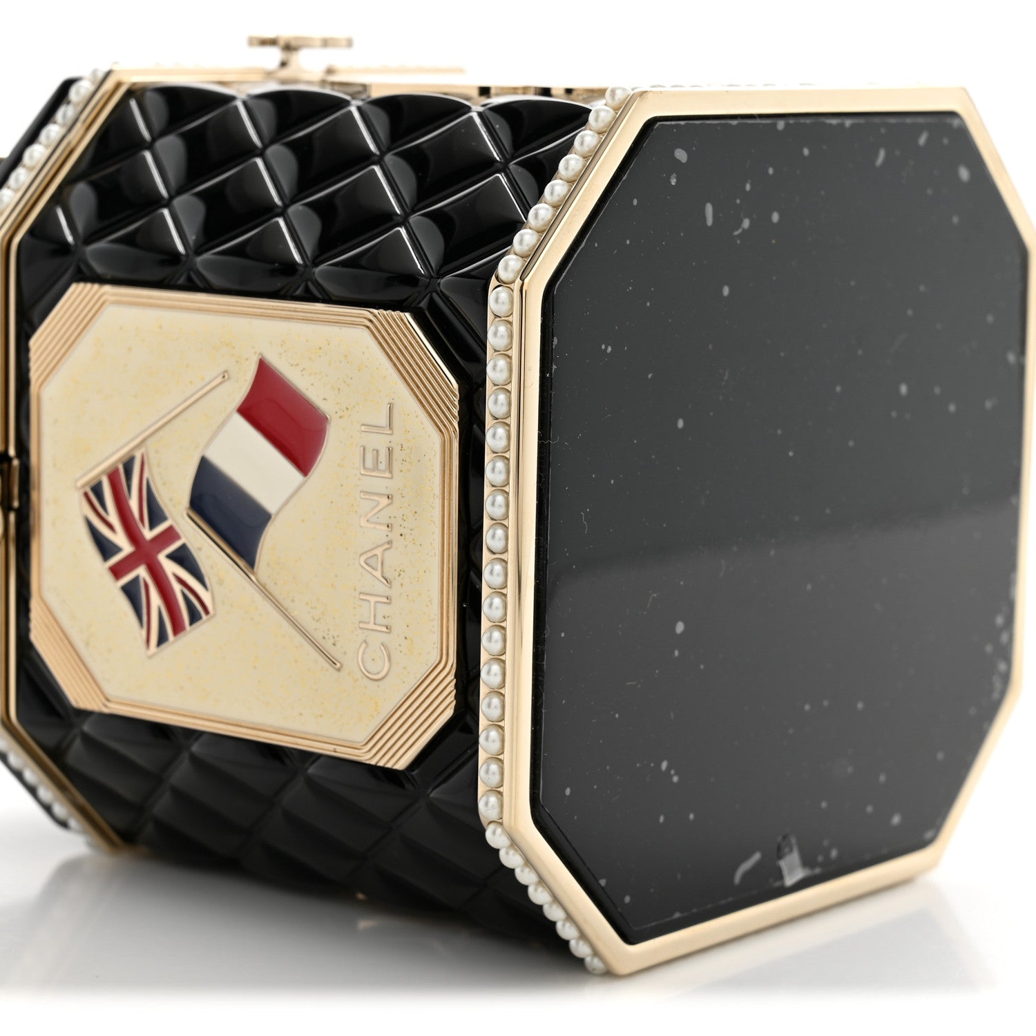 Chanel Resin Pearl Enamel Tea Box Minaudiere Black Gold 9 of 12