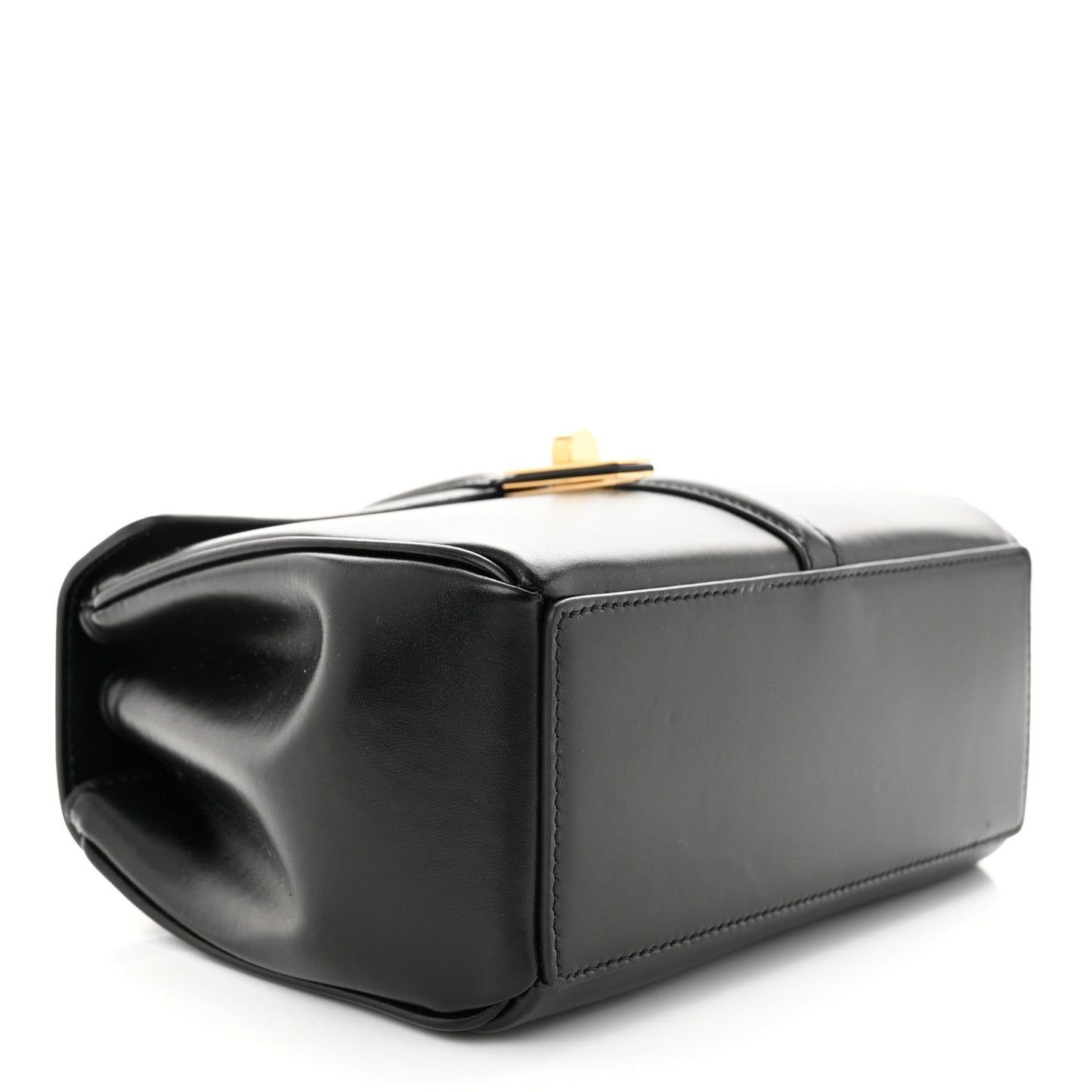 Satinated Calfskin Mini 16 Top Handle Bag Black